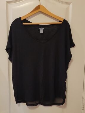 aerie Black V-Neck Short Sleeve Tee
